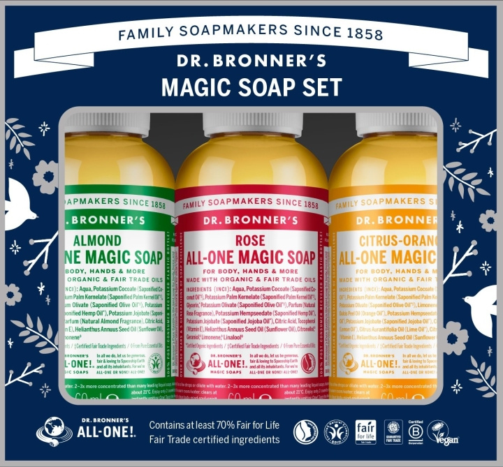 Dr. Bronner\'s Dr. Bronner\'s - gaveæske med magisk sæbe i gruppen SKØNHED & HELSE / Hudpleje / Kropspleje / Bad & brusecreme hos TP E-commerce Nordic AB (D16862)