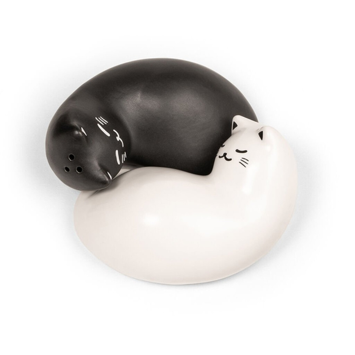 Kikkerland Purrfect salt- og peberbøsse - sort og hvid - 8,25 cm x 3,75 cm x 6,5 cm i gruppen HJEM, HUS & HAVE / Køkkenredskaber / Salt- & Peberkværne hos TP E-commerce Nordic AB (D17602)