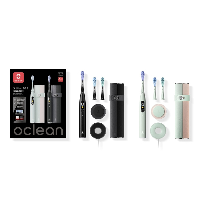Oclean Elektrisk Tandbørste X Ultra 20 S Duo Set Grøn+Sort i gruppen SKØNHED & HELSE / Oral pleje / Elektriske tandbørster hos TP E-commerce Nordic AB (D18135)
