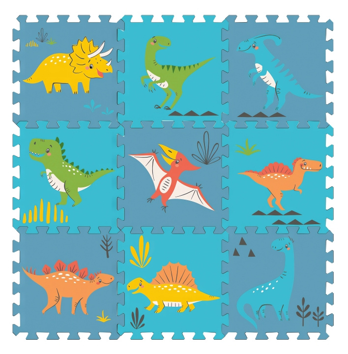 Magni Gulvpuslespil med dinoarter, 9 skumfliser - (5638) i gruppen LEGETØJ, BØRN & BABY / Legetøj / børns puslespil hos TP E-commerce Nordic AB (D18710)