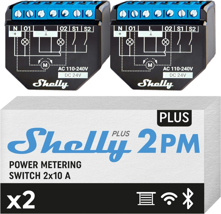 Shelly Plus 2PM (Dual Pack) - Løft oplevelsen af dit smarte hjem i gruppen HJEM, HUS & HAVE / Smart hjem / Smart home systemer hos TP E-commerce Nordic AB (D18804)