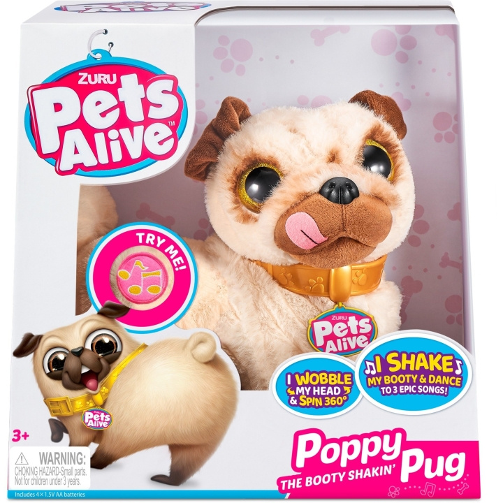 Pets Alive Pug-S1 Mops med rystende røv (9521) i gruppen LEGETØJ, BØRN & BABY / Babyleg (0-3 år) / Tøjdyr hos TP E-commerce Nordic AB (D18816)
