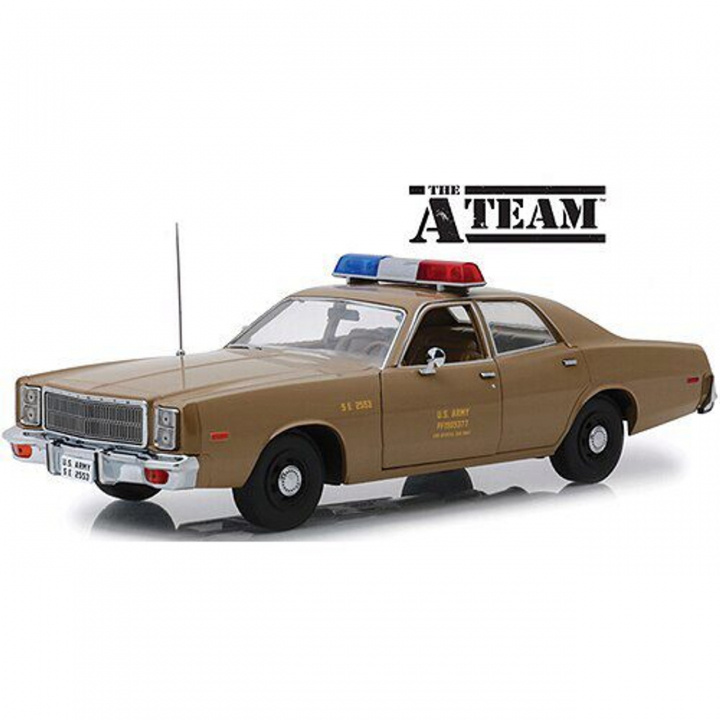 Greenlight Collectibles - 1/18 The A-Team (1983-87 TV) - 1977 Plymouth Fury US Army Police i gruppen SPORT, FRITID & HOBBY / Hobby / Plastik modeller / Biler hos TP E-commerce Nordic AB (D18865)