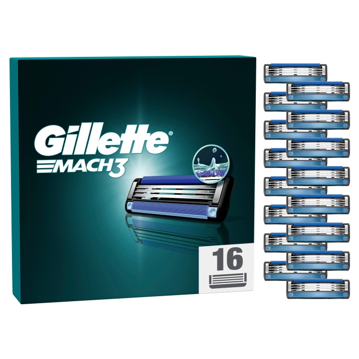 Gillette Mach3 barberblade - blå/sort - 16 stk i gruppen SKØNHED & HELSE / Hår og styling / Barbering og trimning / Barberskraber og tilbehør hos TP E-commerce Nordic AB (D19025)