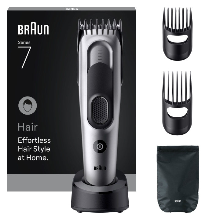 Braun Hårklipper serie 7, +5 stylingværktøjer, HC7590 - Grå i gruppen SKØNHED & HELSE / Hår og styling / Barbering og trimning / Hårtrimmere hos TP E-commerce Nordic AB (D19195)