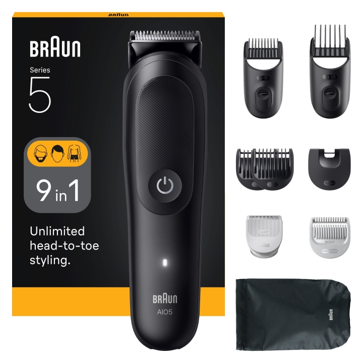 Braun All-in-One Kit Series 5, 9in1 Grooming, AIO5540 - Sort i gruppen SKØNHED & HELSE / Hår og styling / Barbering og trimning / Barbermaskiner hos TP E-commerce Nordic AB (D19198)