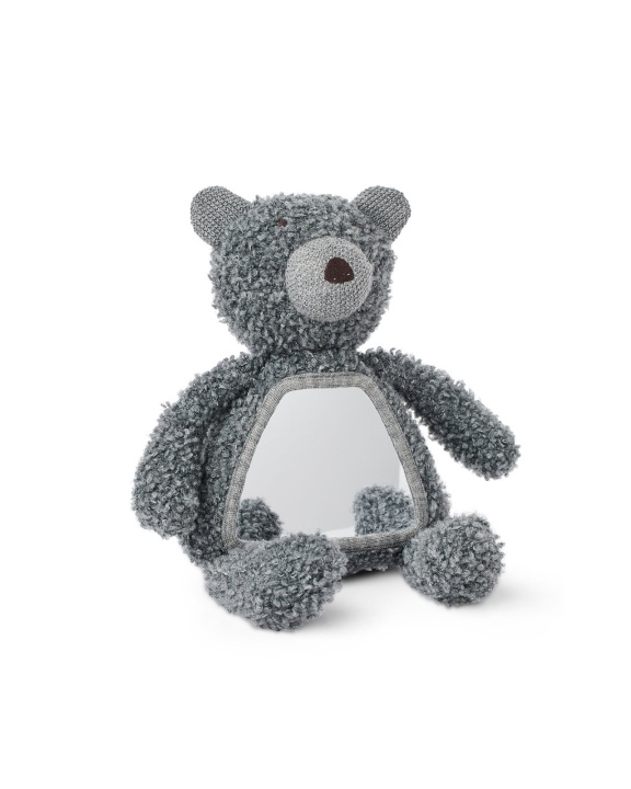 Smallstuff Aktivitetsbamse m. spejl, uldbouclé, grå - (40048-04) i gruppen LEGETØJ, BØRN & BABY / Babyleg (0-3 år) / Tøjdyr hos TP E-commerce Nordic AB (D19233)