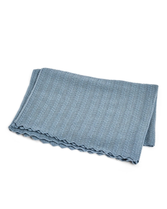 Smallstuff Babytæppe, fiskeben, merinould - Blå - 80x100 cm (70007-84) i gruppen LEGETØJ, BØRN & BABY / Børnetekstiler / Babydyner hos TP E-commerce Nordic AB (D19237)