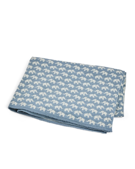 Smallstuff Babytæppe AO elefanter - Merinould Blå - 80x100 cm (70007-91) i gruppen LEGETØJ, BØRN & BABY / Børnetekstiler / Babydyner hos TP E-commerce Nordic AB (D19239)