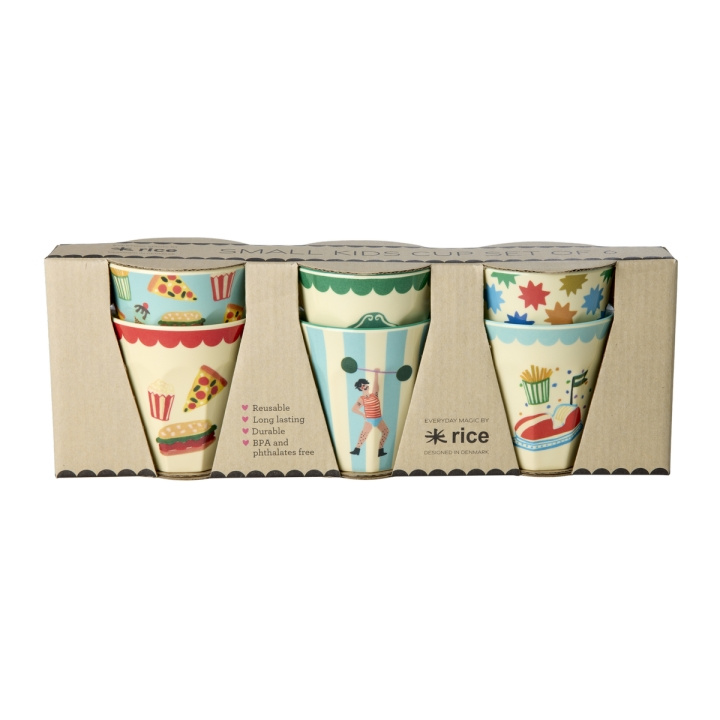 RICE Melaminkopper med tivoliprint - Mint - Små i gruppen LEGETØJ, BØRN & BABY / Mad & Drikke / Børnebestik og tallerkener hos TP E-commerce Nordic AB (D19430)