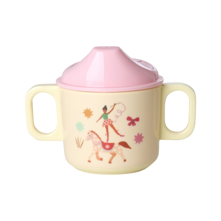 RICE Babykop i melamin med 2 hanke og Fun Fair-print - pink - 250 ml i gruppen LEGETØJ, BØRN & BABY / Mad & Drikke / Børnebestik og tallerkener hos TP E-commerce Nordic AB (D19431)