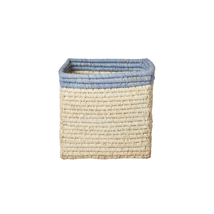 RICE Raffiakurv uden håndtag i natur med blå kant - 20 cm x 20 cm x 20 cm - natur med blå kant i gruppen LEGETØJ, BØRN & BABY / Børneværelse / Opbevaring hos TP E-commerce Nordic AB (D19516)