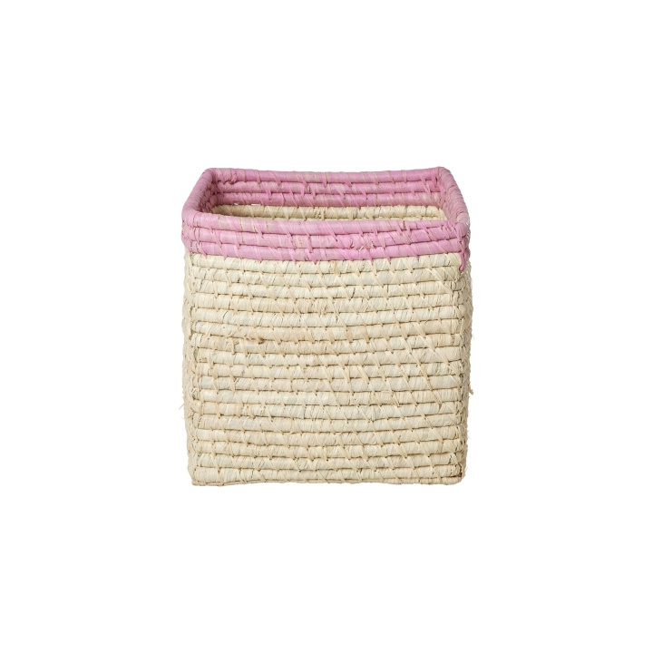 RICE Raffiakurv uden håndtag i natur med sart rosa kant - 20 cm x 20 cm x 20 cm - natur med sart rosa kant i gruppen LEGETØJ, BØRN & BABY / Børneværelse / Opbevaring hos TP E-commerce Nordic AB (D19517)