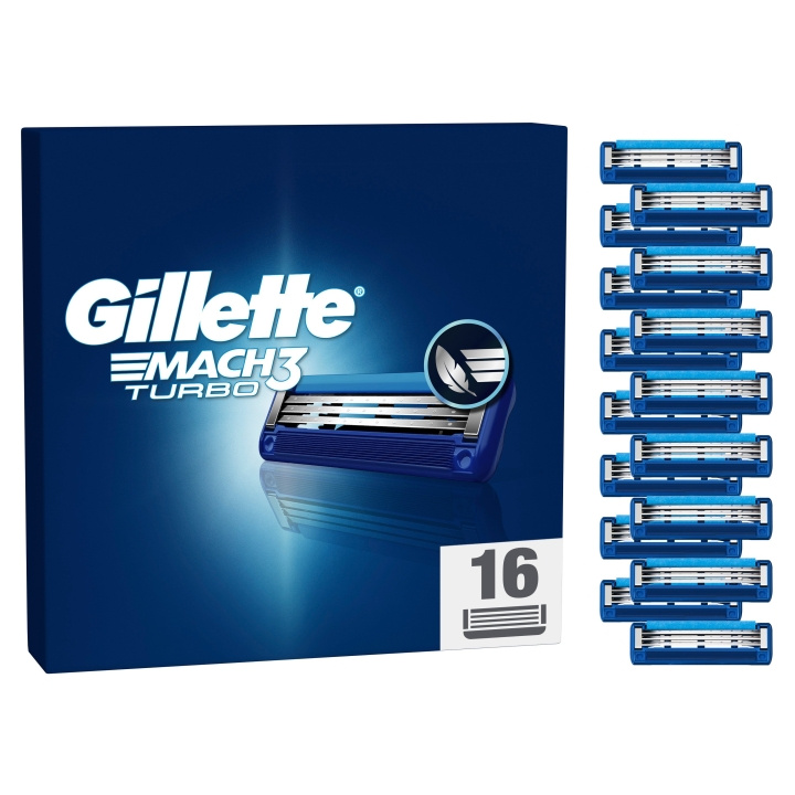 Gillette Mach3 Turbo barberblade til mænd - blå/grå - 16 stk i gruppen SKØNHED & HELSE / Hår og styling / Barbering og trimning / Barberskraber og tilbehør hos TP E-commerce Nordic AB (D19525)