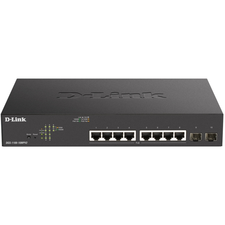 D-Link DGS-1100-10MPV2 10-port PoE+ Smart Administrerbar Gigabitswitch i gruppen COMPUTERTILBEHØR / Netværk / Switches hos TP E-commerce Nordic AB (D19678)