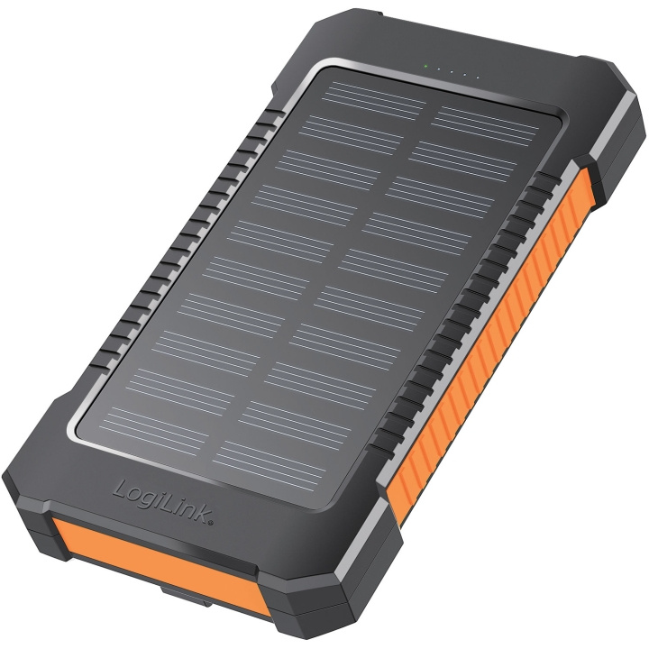 LogiLink PowerBank 6.000 mAh 10W Solcell Svart/Orange i gruppen SMARTPHONES & TABLETS / Opladere og kabler / Powerbanks hos TP E-commerce Nordic AB (D19699)
