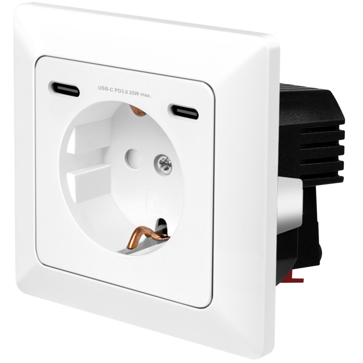 LogiLink Vägguttag 230V med 2xUSB-C PD 25W i gruppen HJEM, HUS & HAVE / Elektricitet & Belysning / El-installation / Vægudtag hos TP E-commerce Nordic AB (D19700)
