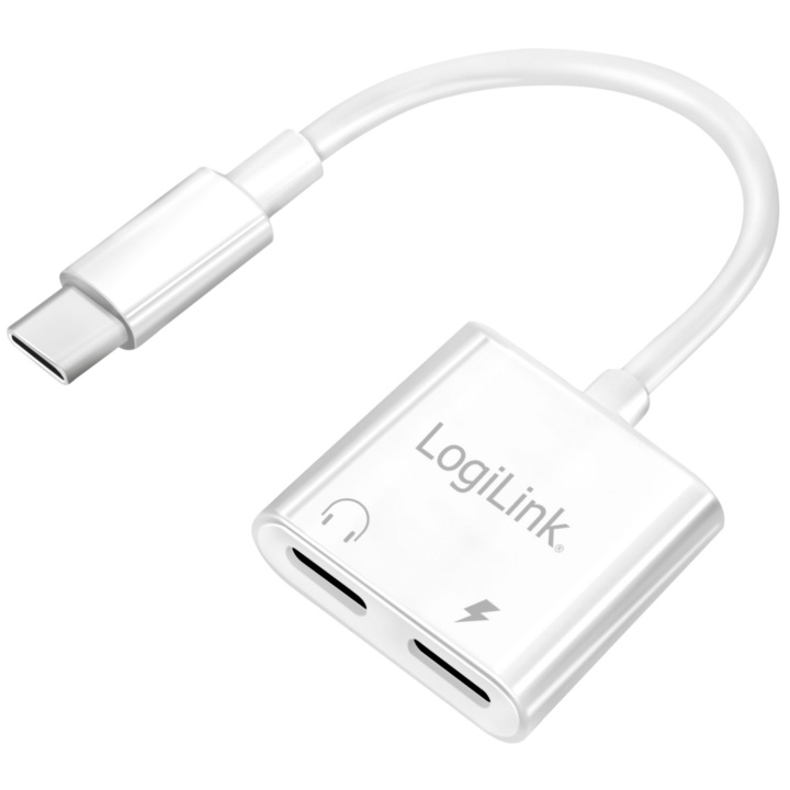 LogiLink USB-C-adapter med 1 x ljudport, 1 x USB-C PD 60W Vit i gruppen COMPUTERTILBEHØR / Kabler og adaptere / USB / USB-C hos TP E-commerce Nordic AB (D19712)