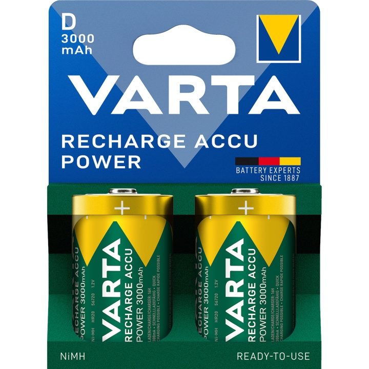 Varta Laddningsbart batteri D / LR20 3000 mAh 2-pack i gruppen HJEMMEELEKTRONIK / Batterier og opladere / Batterier / Andet hos TP E-commerce Nordic AB (D19768)