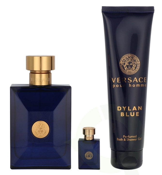 Versace Dylan Blue Giftset 255 ml Edt Spray 100ml/Bath & Shower Gel 150ml/Edt 5ml i gruppen SKØNHED & HELSE / Gaveæske hos TP E-commerce Nordic AB (D19895)