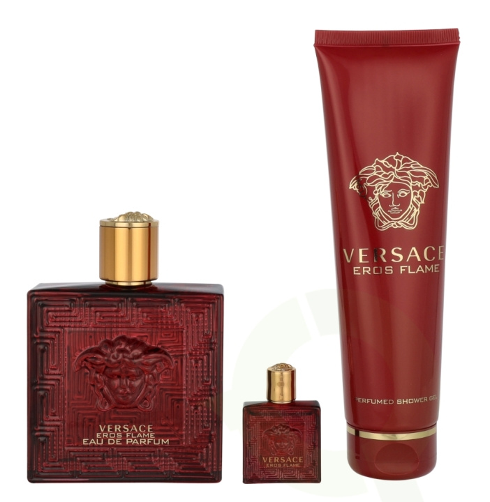 Versace Eros Flame Giftset 255 ml Edp Spray 100ml/ Bath & Shower Gel 150ml/Miniatura i gruppen SKØNHED & HELSE / Gaveæske hos TP E-commerce Nordic AB (D19915)