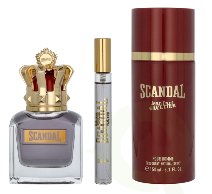 Jean Paul Gaultier Scandal Giftset 210 ml Edt Spray 50 ml/Deo Spray 150 ml/Edt Travel Spray 10 ml i gruppen SKØNHED & HELSE / Gaveæske / Gaveæske til ham hos TP E-commerce Nordic AB (D20102)