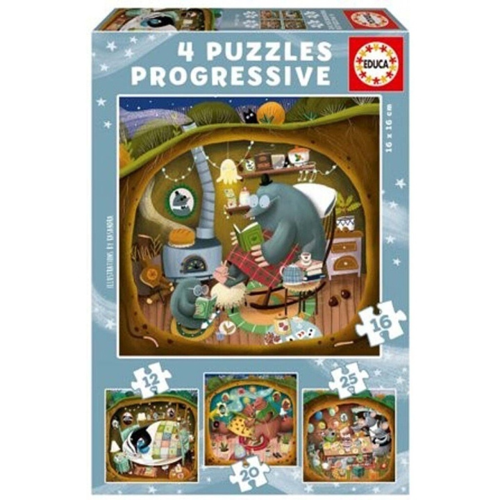 Educa Progressivt puslespil Forest Tales 12-16-20-25 brikker (80-19685) i gruppen LEGETØJ, BØRN & BABY / Legetøj / børns puslespil hos TP E-commerce Nordic AB (D20242)