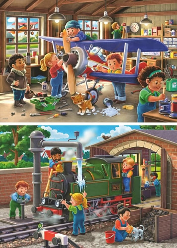 Ravensburger Reparationer af fly og tog 2x24p - (12004044) i gruppen LEGETØJ, BØRN & BABY / Legetøj / børns puslespil hos TP E-commerce Nordic AB (D20405)