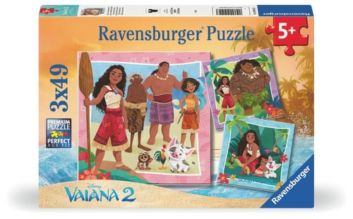Ravensburger Disney Vaiana 2 3x49p - (12004102) i gruppen LEGETØJ, BØRN & BABY / Legetøj / børns puslespil hos TP E-commerce Nordic AB (D20819)