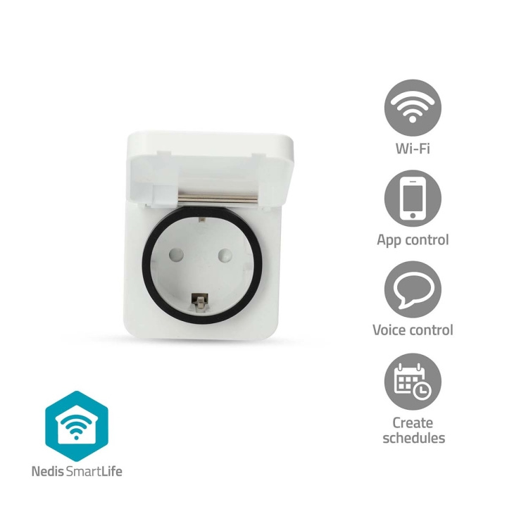 Nedis SmartLife Smart Plug | Wi-Fi | IP44 | 3680 W | EU stik | -25 - 55 °C | Android™ / IOS | Grå / Hvid | 1 stk i gruppen HJEM, HUS & HAVE / Smart hjem / Smart plugs hos TP E-commerce Nordic AB (D20923)