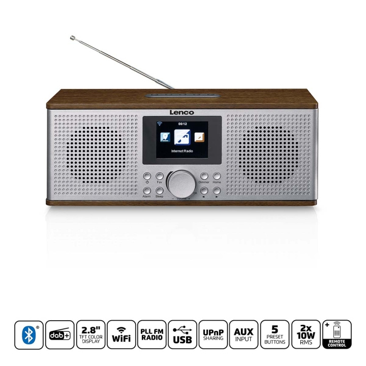 Lenco Smart internetradio med DAB+/FM og Bluetooth® Wood i gruppen HJEMMEELEKTRONIK / Lyd & billede / Hjemmebiograf, HiFi & Bærbar / Radio og vækkeure / Radio hos TP E-commerce Nordic AB (D20926)