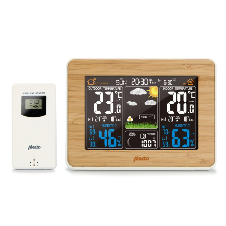 Alecto Vejrstation med trådløs sensor Bambus i gruppen HJEM, HUS & HAVE / Ventilator & Klima apparater / Termometre og vejrstationer hos TP E-commerce Nordic AB (D20930)