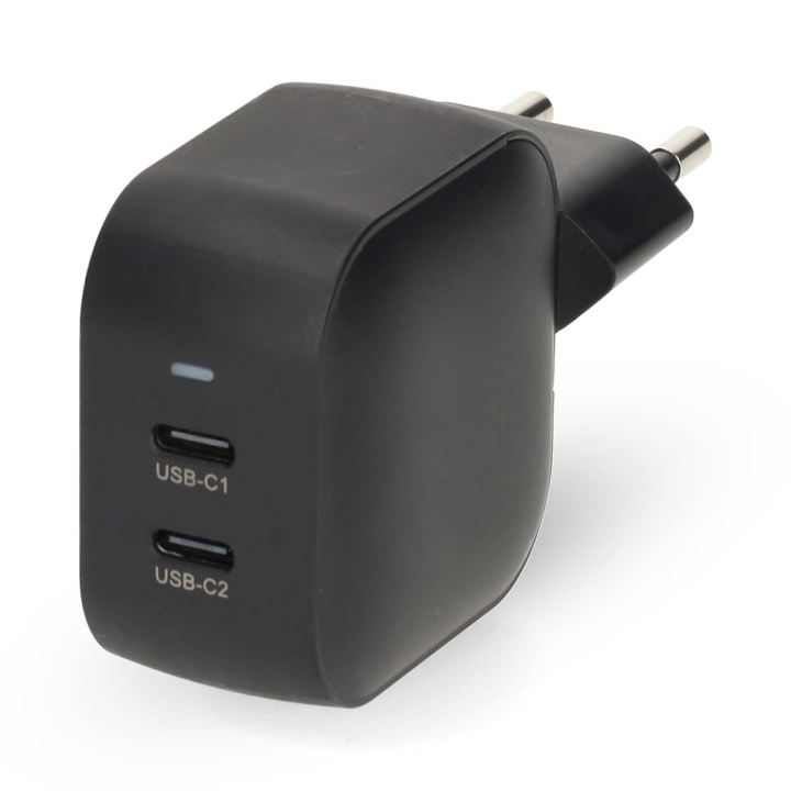 Nedis Vægoplader | 35 W | GaN | PD3.0 | Hurtigopladningsfunktion | 1.75 / 2.33 / 2.92 / 3.0 A | Antal output: 2 | 2x USB-C™ | Automatisk Valgt Spænding | Sort i gruppen SMARTPHONES & TABLETS / Opladere og kabler / Vægoplader / Væg oplader Type C hos TP E-commerce Nordic AB (D20947)