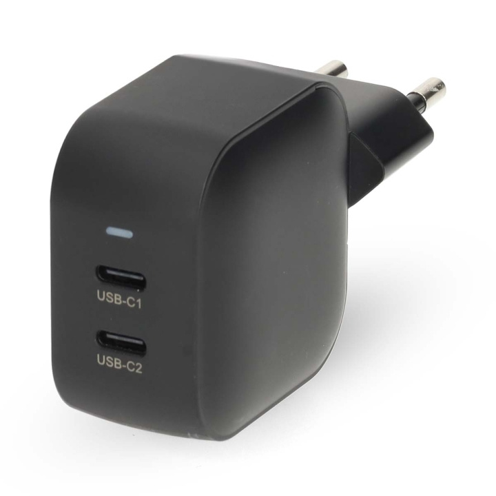 Nedis Vægoplader | 45 W | GaN | PD3.0 | Hurtigopladningsfunktion | 2.25 A / 3.0 A | Antal output: 2 | 2x USB-C™ | Automatisk Valgt Spænding | Sort i gruppen SMARTPHONES & TABLETS / Opladere og kabler / Vægoplader / Væg oplader Type C hos TP E-commerce Nordic AB (D20949)