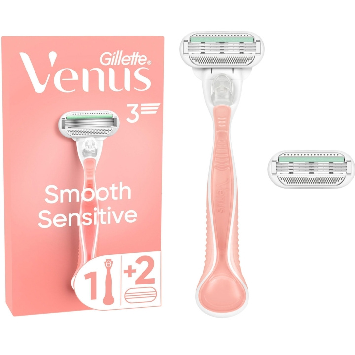 Gillette Rakhyvel Smooth Sensitive Pink + 2st rakblad i gruppen SKØNHED & HELSE / Hår og styling / Barbering og trimning / Barberskraber og tilbehør hos TP E-commerce Nordic AB (D21000)