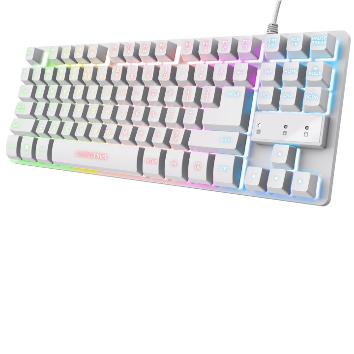 Trust GXT 833W Thado Gamingtangentbord TKL RGB Nordisk layout Vit i gruppen COMPUTERTILBEHØR / GAMING / Tastatur hos TP E-commerce Nordic AB (D21060)