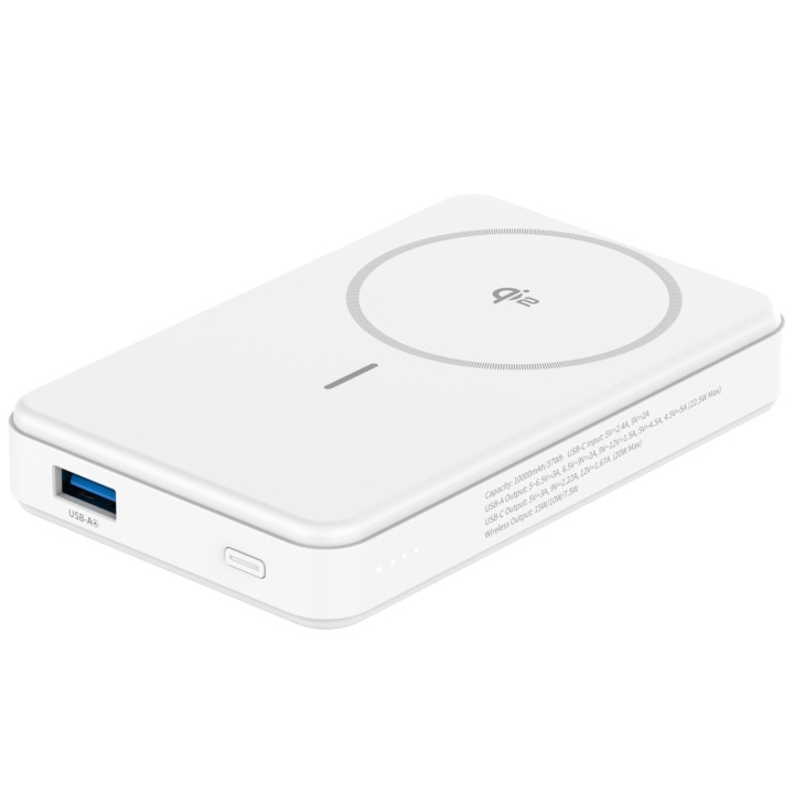 Celly PowerBank 10.000 mAh 15W Qi2 Vit i gruppen SMARTPHONES & TABLETS / Opladere og kabler / Powerbanks hos TP E-commerce Nordic AB (D21072)