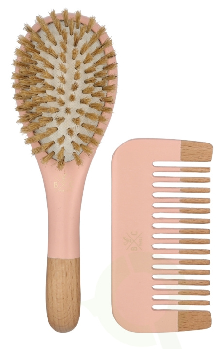 Bachca Paris Baby Pink Brush Set 2 piece Small Brush/Wood Comb i gruppen SKØNHED & HELSE / Hår og styling / Hårbørster hos TP E-commerce Nordic AB (D21153)