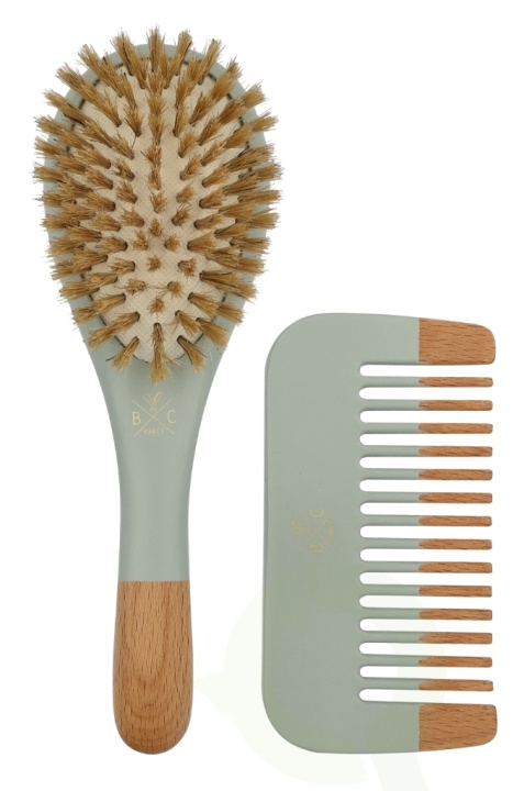 Bachca Paris Baby Blue Brush Set 2 piece Small Brush/Wood Comb i gruppen SKØNHED & HELSE / Hår og styling / Hårbørster hos TP E-commerce Nordic AB (D21193)