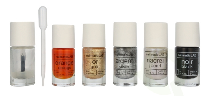 Nailmatic Nail Polish Set 52.5 ml Metallic - 5x Nail Polish 8ml/5x Mixing Bases 2.5ml/10 Pipettes/5 Labels/1 Booklet With 20 Recipes i gruppen SKØNHED & HELSE / Manicure / pedicure / Neglelak hos TP E-commerce Nordic AB (D21261)
