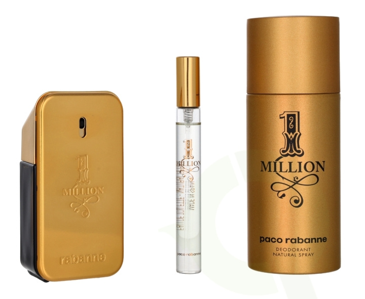Paco Rabanne 1 Million Giftset 210 ml Edt Spray 50 ml/Deo Spray 150 ml/Edt Travel Spray 10 ml i gruppen SKØNHED & HELSE / Duft & Parfume / Parfume / Parfume til ham hos TP E-commerce Nordic AB (D21275)