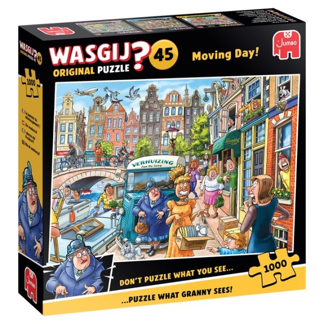 Wasgij Original 45: Flyttedag! (1000 brikker) i gruppen SPORT, FRITID & HOBBY / Hobby / Puslespil hos TP E-commerce Nordic AB (D21440)