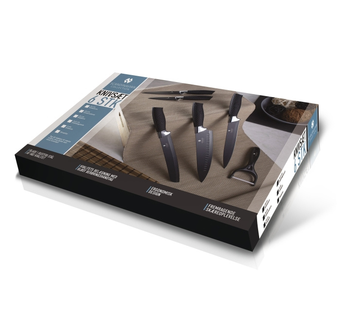 Scandinavian Collection 6-pak knivsæt - Sort i gruppen HJEM, HUS & HAVE / Køkkenredskaber / Køkkenknive & Knivslibemaskiner hos TP E-commerce Nordic AB (D21494)