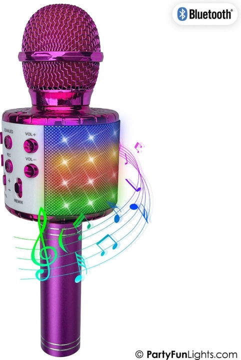 Party Fun Lights Karaoke microphone with speaker - Pink (605601) i gruppen HJEMMEELEKTRONIK / Lyd & billede / Højttalere & tilbehør / Bluetooth-højttalere hos TP E-commerce Nordic AB (D21510)