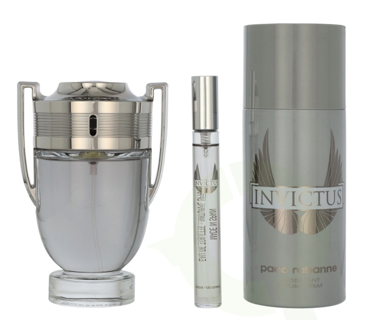 Paco Rabanne Invictus Giftset 260 ml Edt Spray 100 ml/Deodorant Spray 150 ml/Edt Travel Spray 10 ml i gruppen SKØNHED & HELSE / Gaveæske / Gaveæske til hende hos TP E-commerce Nordic AB (D21761)