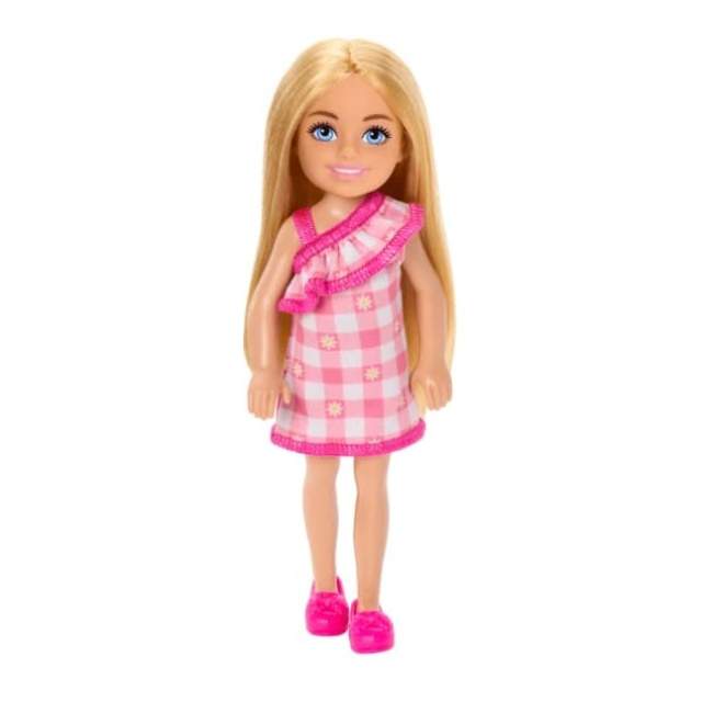 Barbie Chelsea Doll, lille dukke - ternet kjole med blondt hår og blå øjne (HXM95) i gruppen LEGETØJ, BØRN & BABY / Legetøj / Docks og tilbehør hos TP E-commerce Nordic AB (D21952)