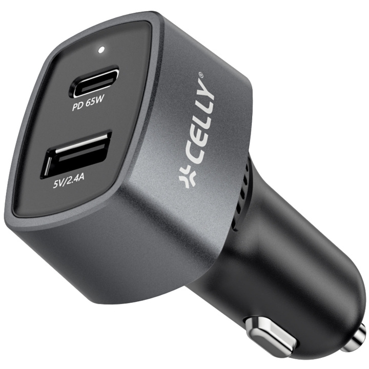 Celly Billaddare 1xUSB-C PD 1xUSB-A 65W i gruppen SMARTPHONES & TABLETS / Opladere og kabler / Bilopladere / Bilopladere Type C hos TP E-commerce Nordic AB (D22998)