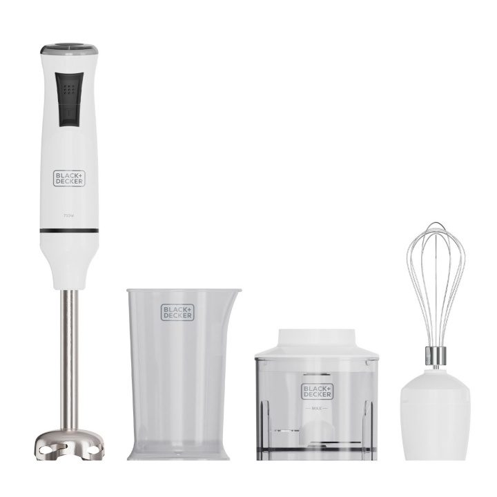 BLACK+DECKER Stavblender 750W Hvid Sæt i gruppen HJEM, HUS & HAVE / Husholdningsapparater / Foodprocessor og køkkenassistenter / Mixer & Blender hos TP E-commerce Nordic AB (D23261)