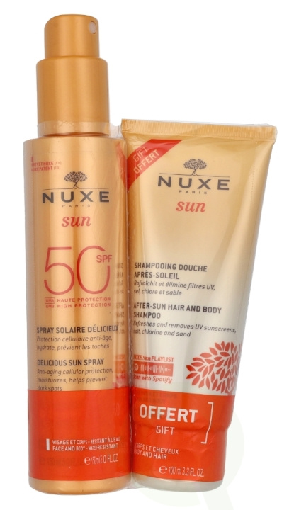 Nuxe Sun Set 250 ml Sun Spray SPF50 150ml/FREE After-Sun Shower Shampoo 100ml i gruppen SKØNHED & HELSE / Hudpleje / Tanning / Solbeskyttelse hos TP E-commerce Nordic AB (D23419)