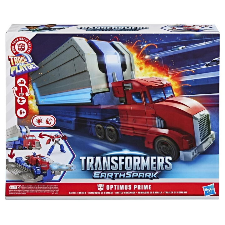 Transformers Earthspark Optimus Prime Battle Trailer i gruppen LEGETØJ, BØRN & BABY / Legetøj / Legetøjsbiler hos TP E-commerce Nordic AB (D23726)